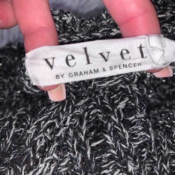 Velvet by Graham & Spencer cardigan sweater black silver cardigan loose SZ MD - Picture 8 of 16